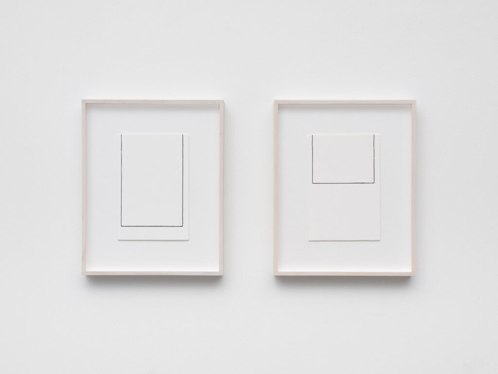 Laura Sachs, Construction 022 A & 022B, 2024, Ink on paper, framed, 28,5x23cm each © Laura Sachs, Photography Marjorie Brunet Plaza