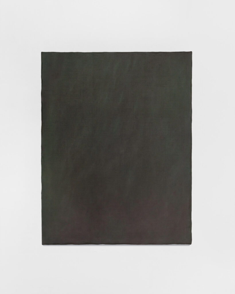 Morgan Stokes, A Painting Of Itself, 2024, Pine ash and pigment on stretched linen, 147cm x 115cm x 4cm © The Artist